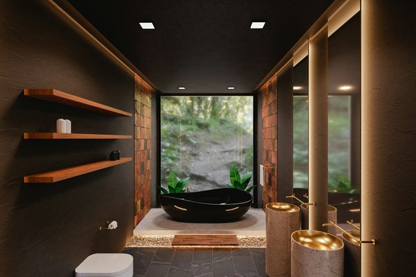 Salle de bain travertin bois : allier élégance et confort